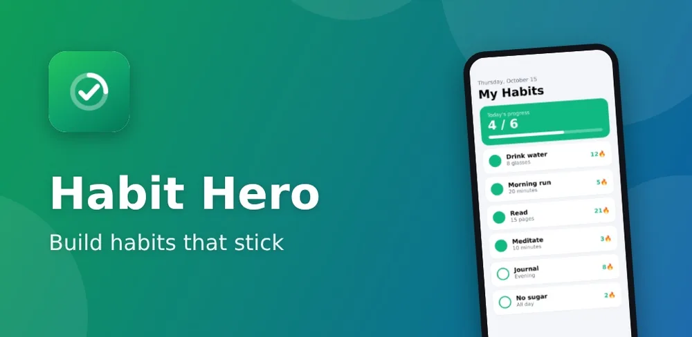 A 1024×500 Google Play feature graphic with app icon, name, tagline and a tilted phone